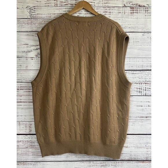 Vintage Titleist By Corbin Vest Men’s XL Wool Blend Golf Tan Button Up - Picture 2 of 9